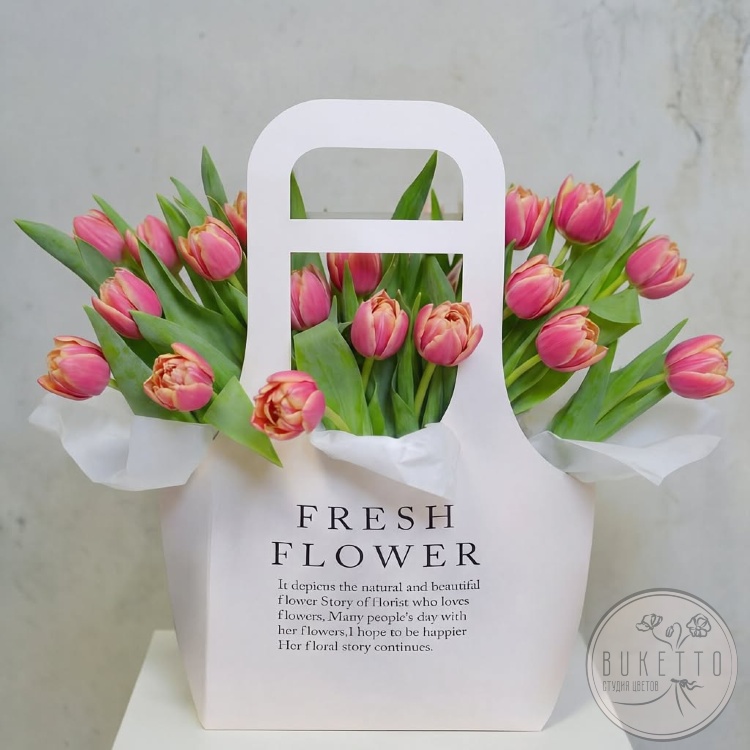 Цветочная сумочка с пионовидными тюльпанами Columbus №969