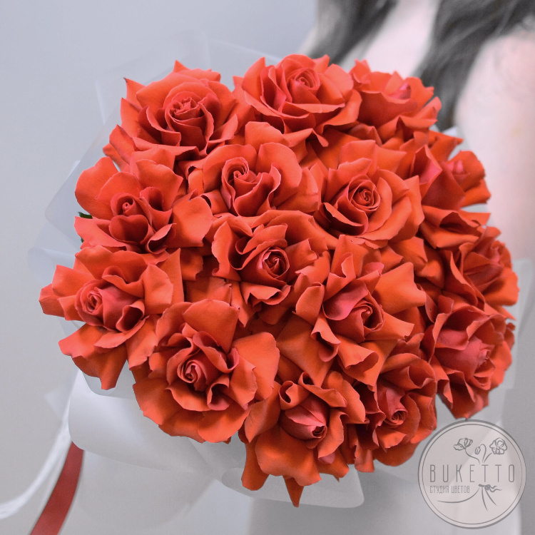 Монобукет из французских красных роз №772